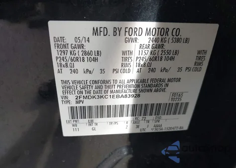 2014 Ford Edge Limited z USA, uszkodzony, nr VIN 2FMDK3KC1EBA83928